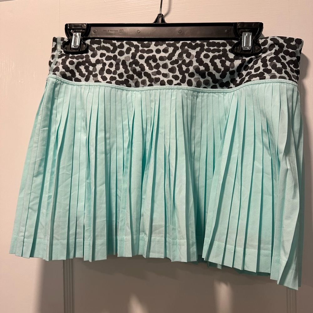 Lululemon Leopard Print and Aqua Pleated Skirt Size 6